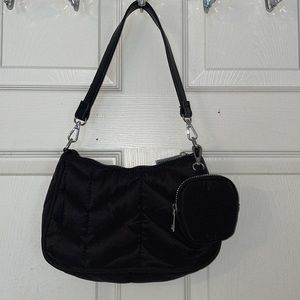 PRIMARK black purse with detachable coin purse; silver hardware
